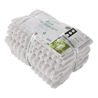 BENZARA Cora 6 Piece Soft Egyptian Cotton Towel Set, Classic Textured Design, White - BM284589