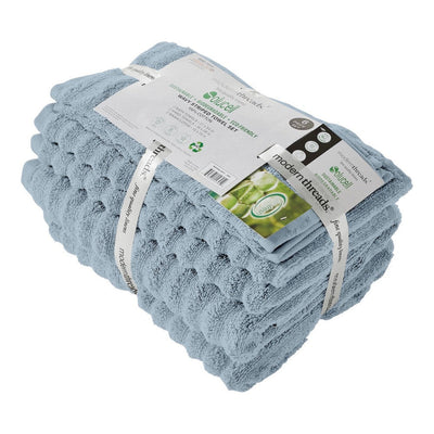 BENZARA Cora 6 Piece Soft Egyptian Cotton Towel Set, Classic Textured, Sky Blue - BM284593