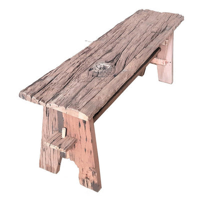 BENZARA Ally 47 Inch Accent Dining Bench, Farmhouse Wood Sawhorse Base, Brown - BM284910