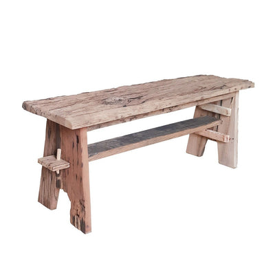 BENZARA Ally 47 Inch Accent Dining Bench, Farmhouse Wood Sawhorse Base, Brown - BM284910