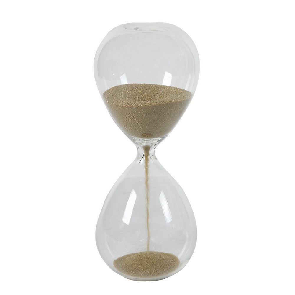 BENZARA Doug 8 Inch Decorative 1 Minute Hourglass Accent Decor, Taupe Brown Sand - BM284943