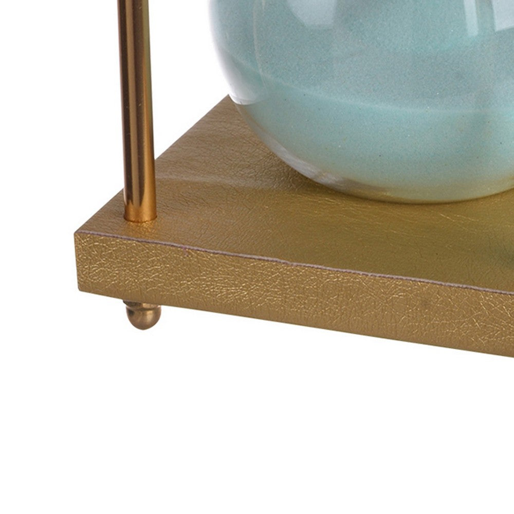 BENZARA Doug Inch 30 Minute Sand Hourglass with Modern Stand Included, Gold, Blue - BM284947