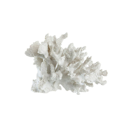 BENZARA Lily 10 Inch Faux Coral Accent Sculpture, Polyresin Decorative Piece, White - BM284967