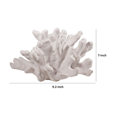 BENZARA Lily 9 Inch Faux Coral Accent Figurine, Polyresin Tabletop Sculpture, White - BM284968