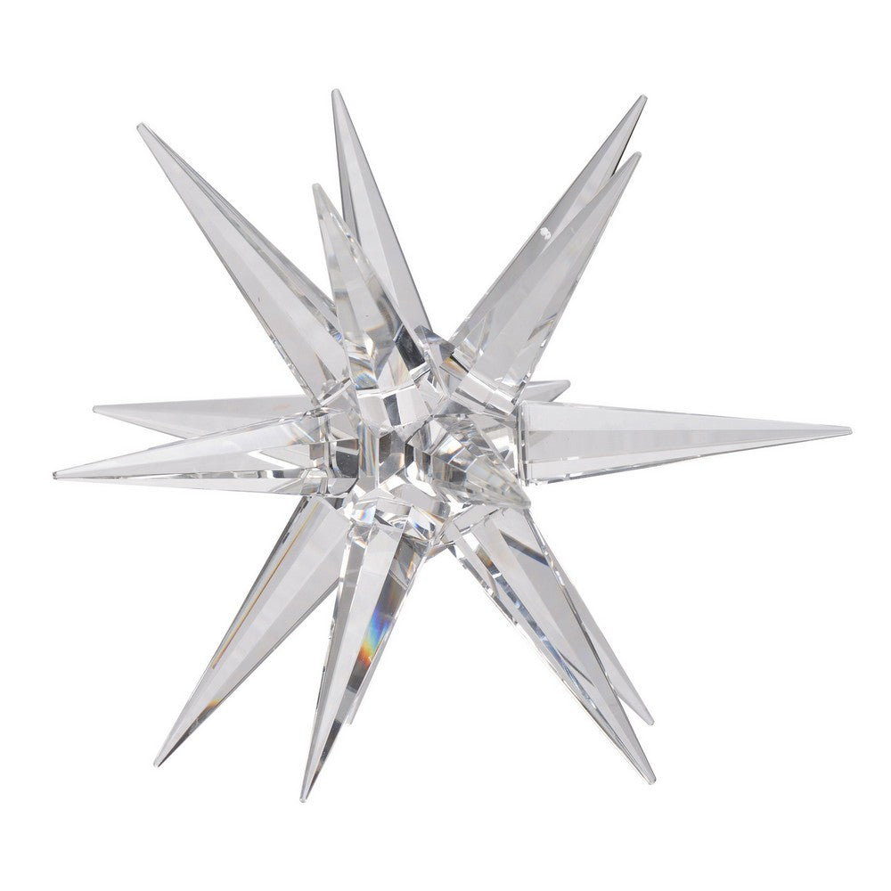 BENZARA 10 Inch Glass Star Accent Decor for Tabletop, Elegant Clear Crystalline - BM284971