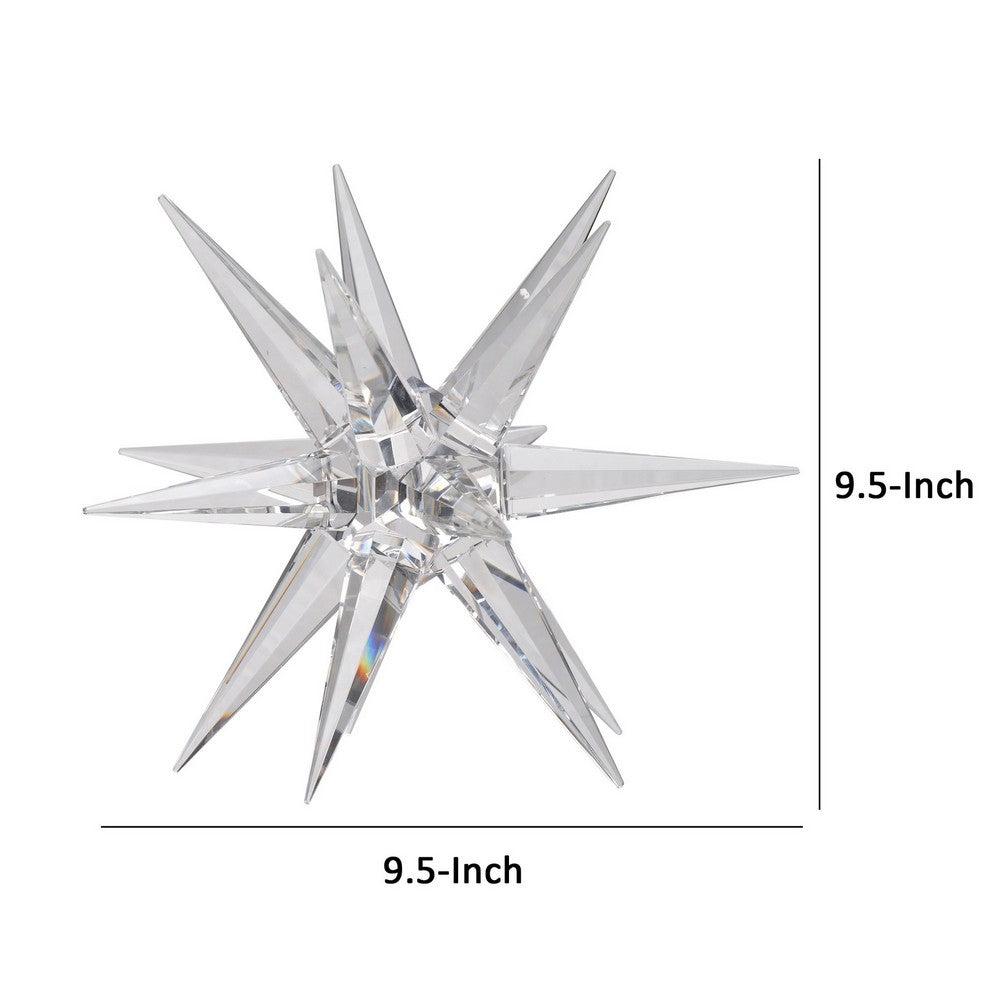 BENZARA 10 Inch Glass Star Accent Decor for Tabletop, Elegant Clear Crystalline - BM284971