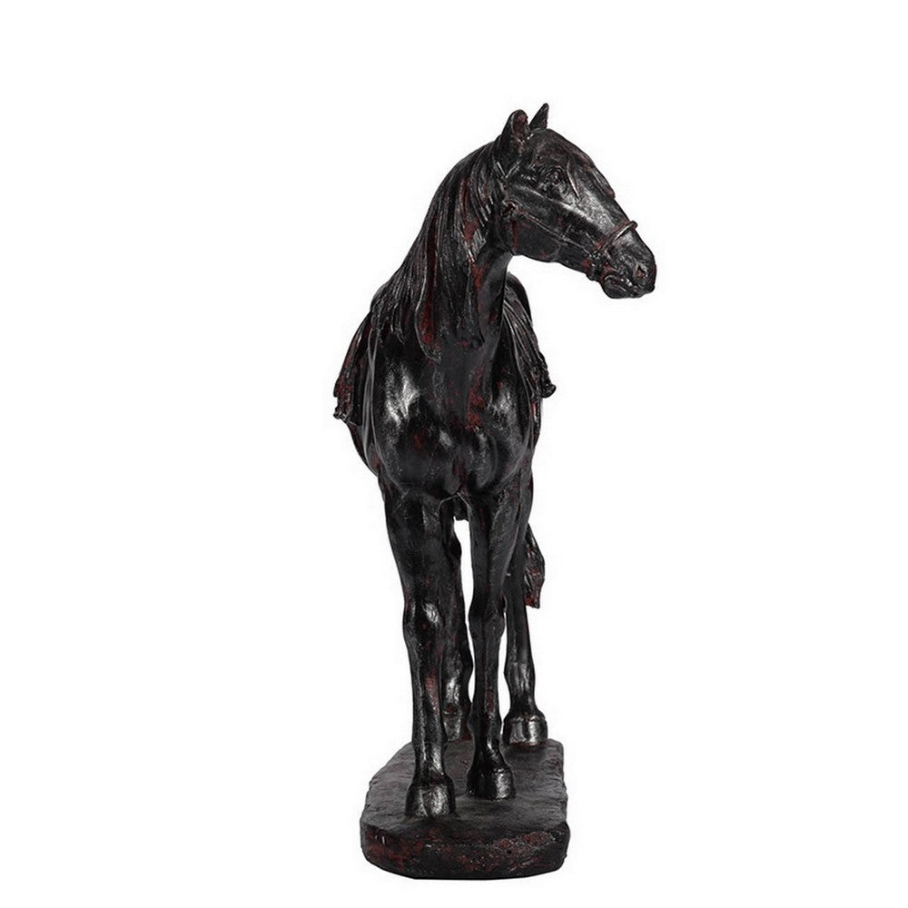 BENZARA Don 10 Inch Horse Figurine Sculpture, Handmade Table Accent Brown Polyresin - BM284974