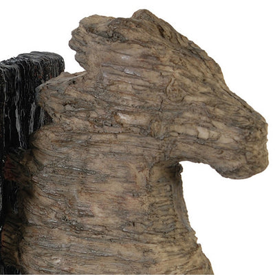 BENZARA Ari Set of 2 Classic Bookends, Horse Bust, Polyresin, Metal, Brown, Black - BM284982