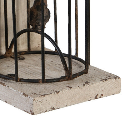 BENZARA Ari Set of 2 Classic Bookends, Birdcage, Iron and Fir Wood, Black, Brown - BM284986