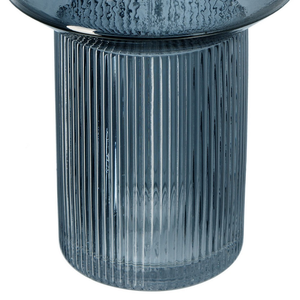 BENZARA Rae Set of 2 Glass Vases, Tall Round Cylinders, Smokey Blue, Clear Finish - BM284992