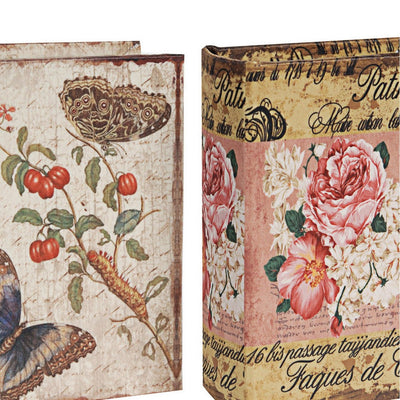 BENZARA Anya Set of 4 Artisanal Boxes for Accessories, Book Inspired Look, Floral - BM284994