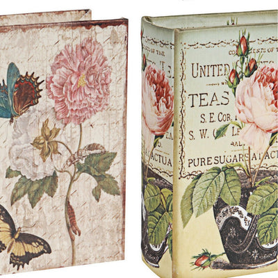 BENZARA Anya Set of 4 Artisanal Boxes for Accessories, Book Inspired Look, Floral - BM284994