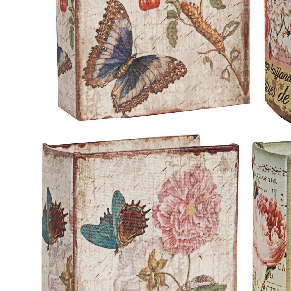 BENZARA Anya Set of 4 Artisanal Boxes for Accessories, Book Inspired Look, Floral - BM284994