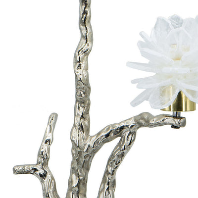 BENZARA Sue 15 Inch Accent Decor Figurine, Bird on a Branch, Flower, Black, Silver - BM285005