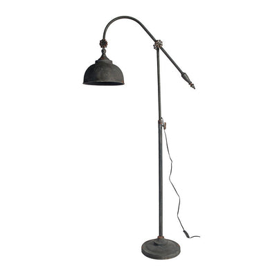 BENZARA 67 Inch Iron Floor Lamp, Adjustable Length Arm, Industrial Antique Black - BM285020