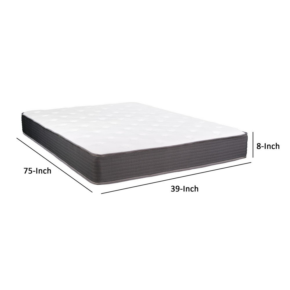 BENZARA Cari 8 Inch Hybrid Twin Size Mattress, Cool Gel Memory Foam, Pocket Coil - BM286354