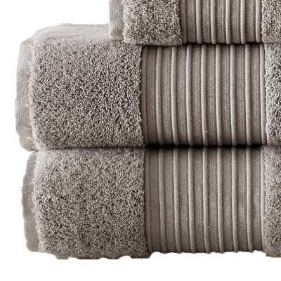 BENZARA Gem 6 Piece Towel Set, Soft Turkish Cotton, Absorbent Texture, Dark Gray - BM287466