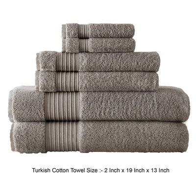 BENZARA Gem 6 Piece Towel Set, Soft Turkish Cotton, Absorbent Texture, Dark Gray - BM287466