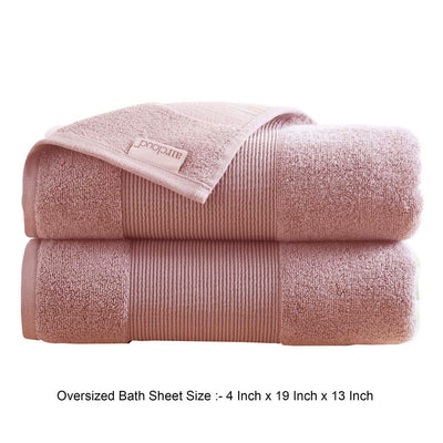 BENZARA Lyra 2 Piece Ultra Soft Towel Set, Cotton, Absorbent Shaggy Texture, Pink - BM287480