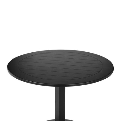 BENZARA Keli 35 Inch Round Dining Table, Black Aluminum Frame, Foldable Design - BM287780