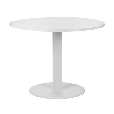 BENZARA Keli 35 Inch Round Dining Table, White Aluminum Frame, Foldable Design - BM287782