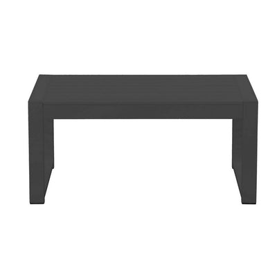 BENZARA Kili 35 Inch Coffee Table, Polyresin Surface, Jet Black Aluminum Frame - BM287846