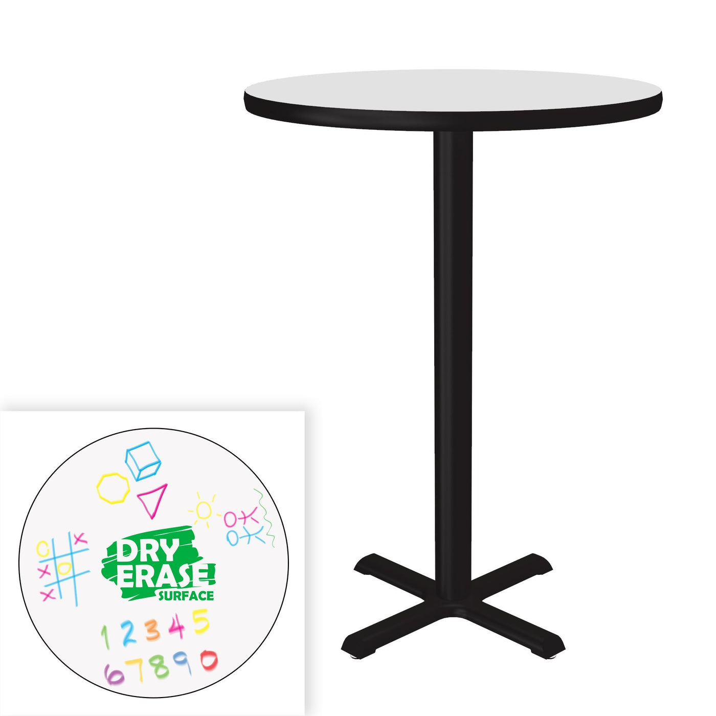 Correll Inc® All Bar Stool/Standing Height Café & Breakroom Table - Dry Erase Markerboard