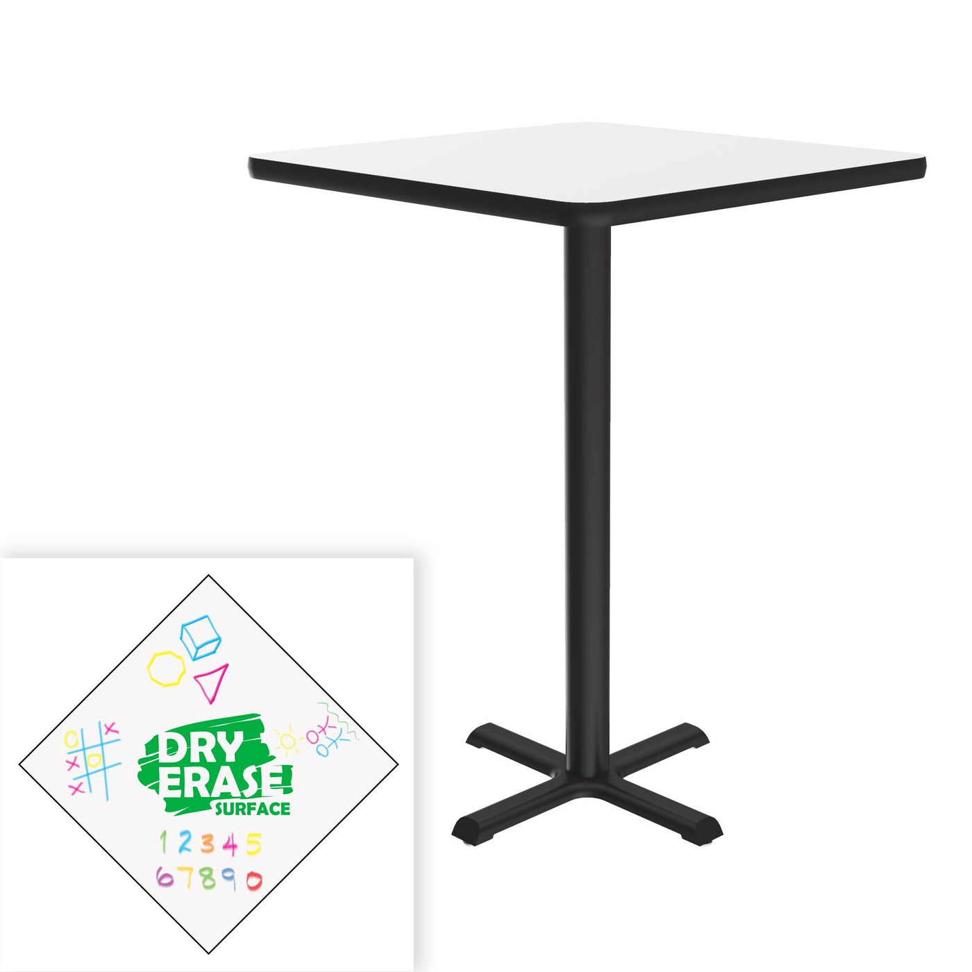 Correll Inc® All Bar Stool/Standing Height Café & Breakroom Table - Dry Erase Markerboard