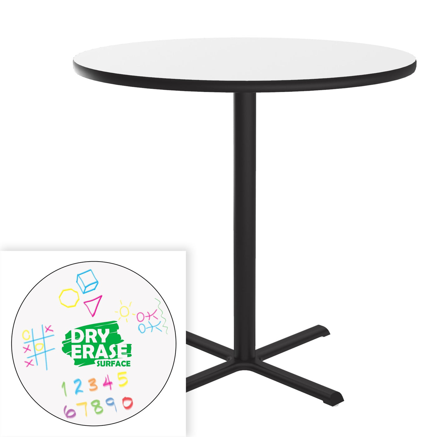 Correll Inc® All Bar Stool/Standing Height Café & Breakroom Table - Dry Erase Markerboard