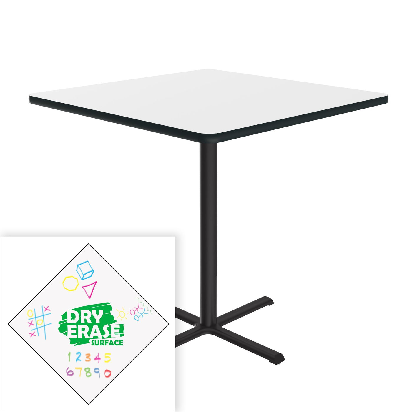 Correll Inc® All Bar Stool/Standing Height Café & Breakroom Table - Dry Erase Markerboard