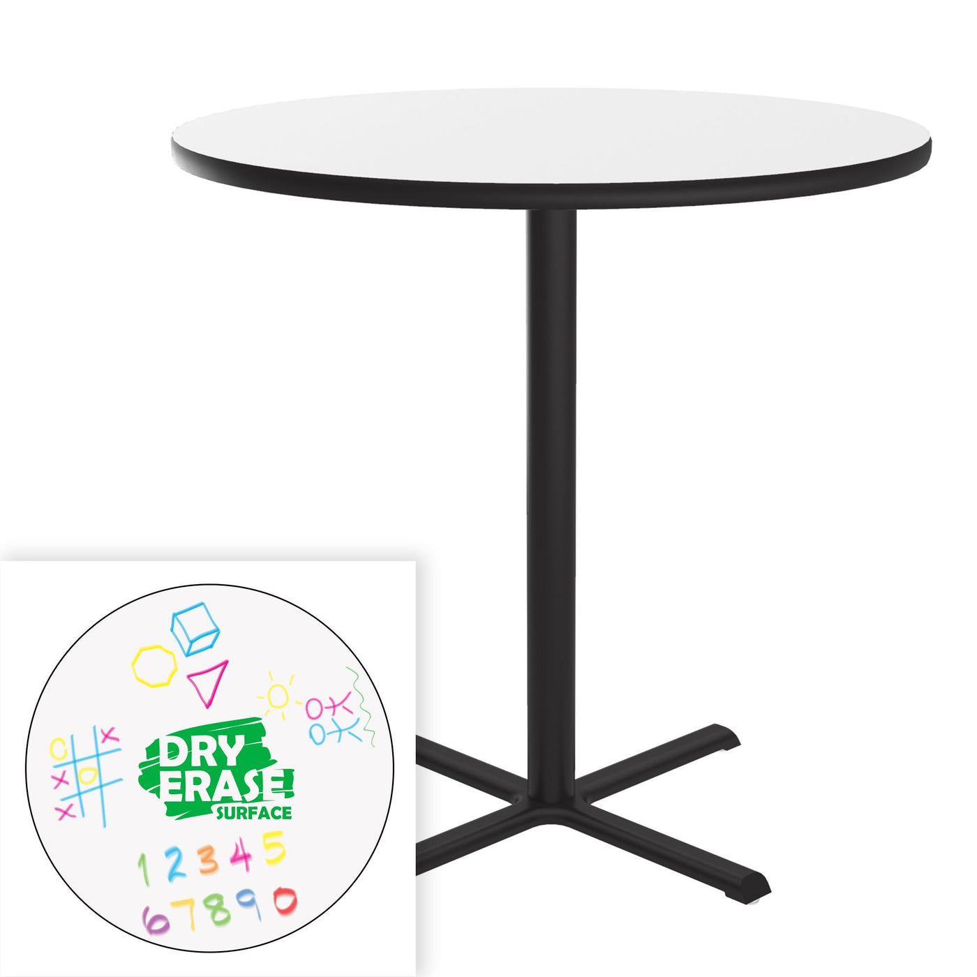 Correll Inc® All Bar Stool/Standing Height Café & Breakroom Table - Dry Erase Markerboard