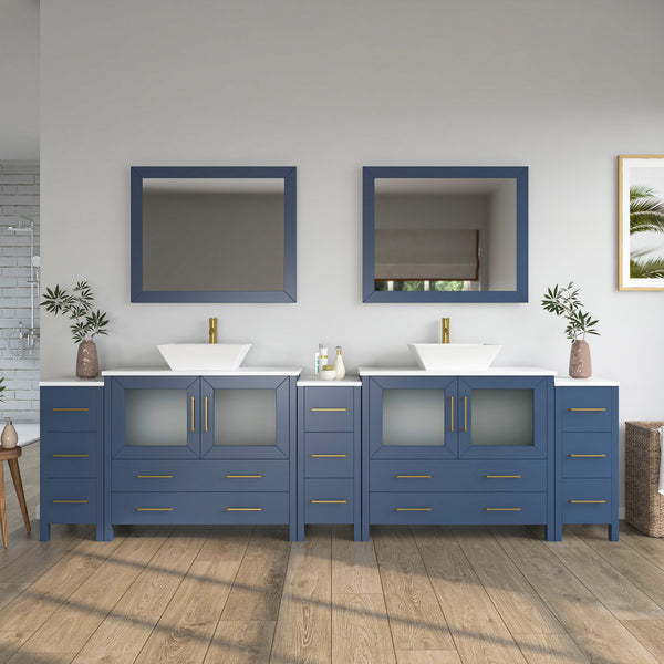 Bathroom Vanity with White Engineered Marble Top and Mirror CVC36