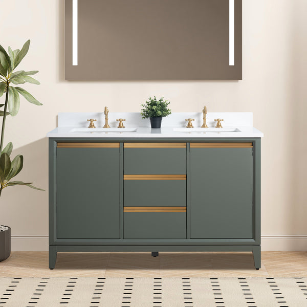 Double Sink Bathroom Vanity with Engineered Marble Top CVH DB