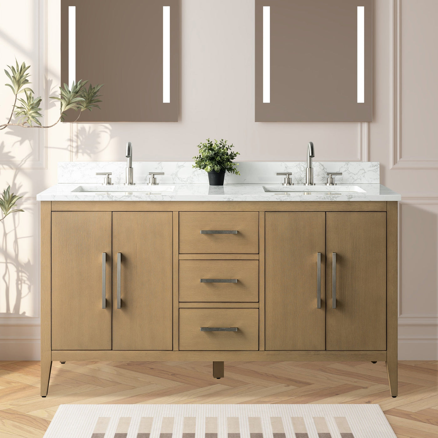 Bathroom Vanity Cabinet with Engineered Marble Top CVI NO