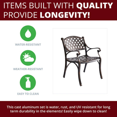 Kinger Home Aiden 2-Piece Cast Aluminum Outdoor Dining Chair Set - Durable & Stylish