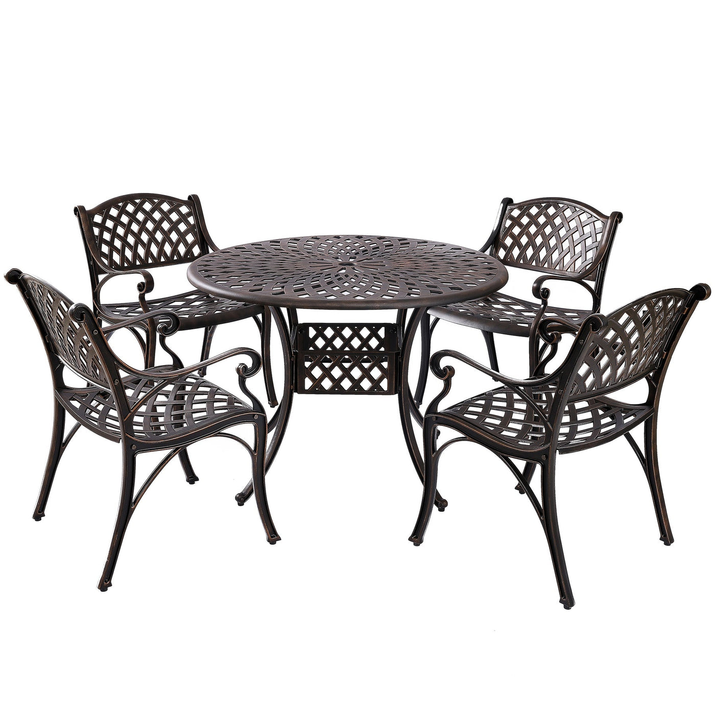 Kinger Home Aiden 5-Piece Cast Aluminum Outdoor Dining Set – Stylish & Durable