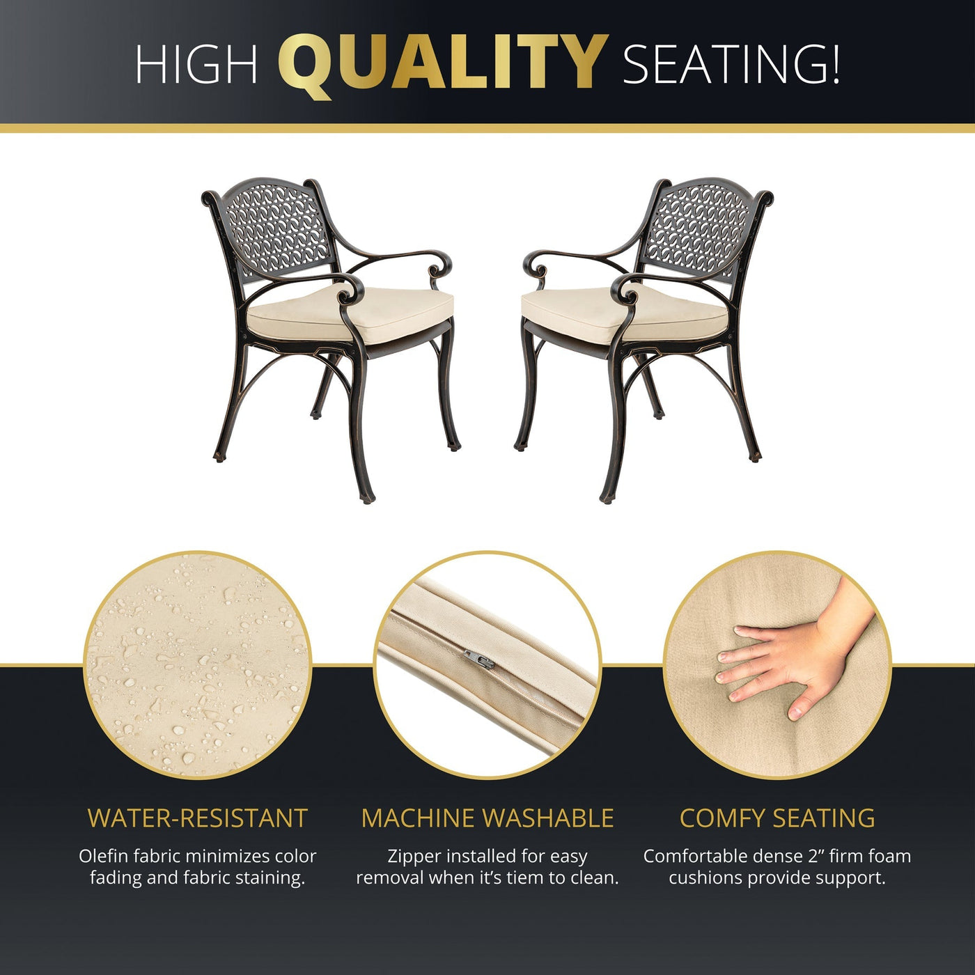 Kinger Home Harmon 2-Piece Outdoor Dining Chair Set | Stylish & Durable Design