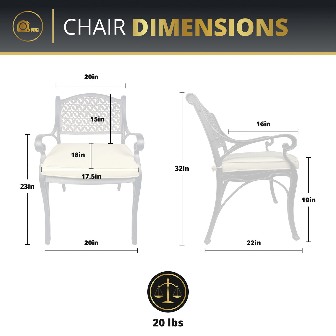 Kinger Home Harmon 2-Piece Outdoor Dining Chair Set | Stylish & Durable Design