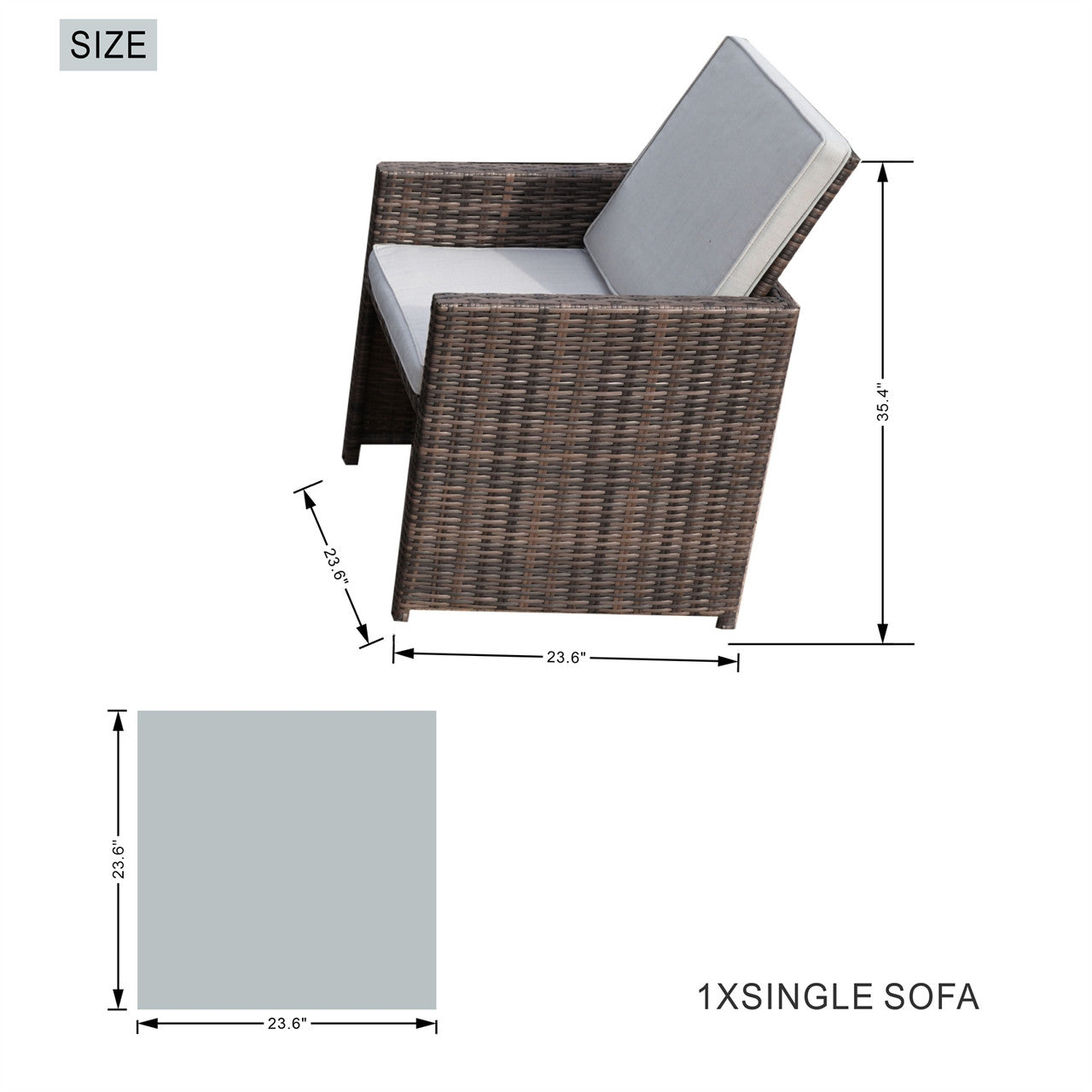 Direct Wicker 6 Seats Patio Dining Set Rectangular Dining Table with Chairs and Ottoman (PAD-3234-SET)