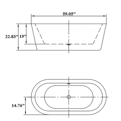 Empava 59 in. Freestanding Soaking Bathtub - EMPV-59FT1505 EMPV-59FT1505