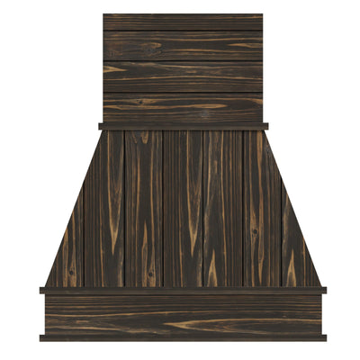 Custom Rustic Range Hood, Reclaimed Barn Wood Vent Hood with Insert Ventilator & Decorative Molding Trim, Craftsman A Series