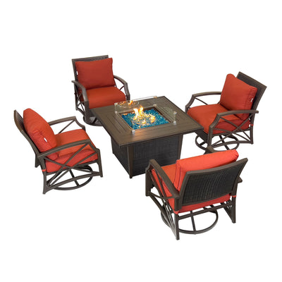 Kinger Home Ethan 5-Piece Outdoor Fire Pit Table Set | Cozy Patio Retreat