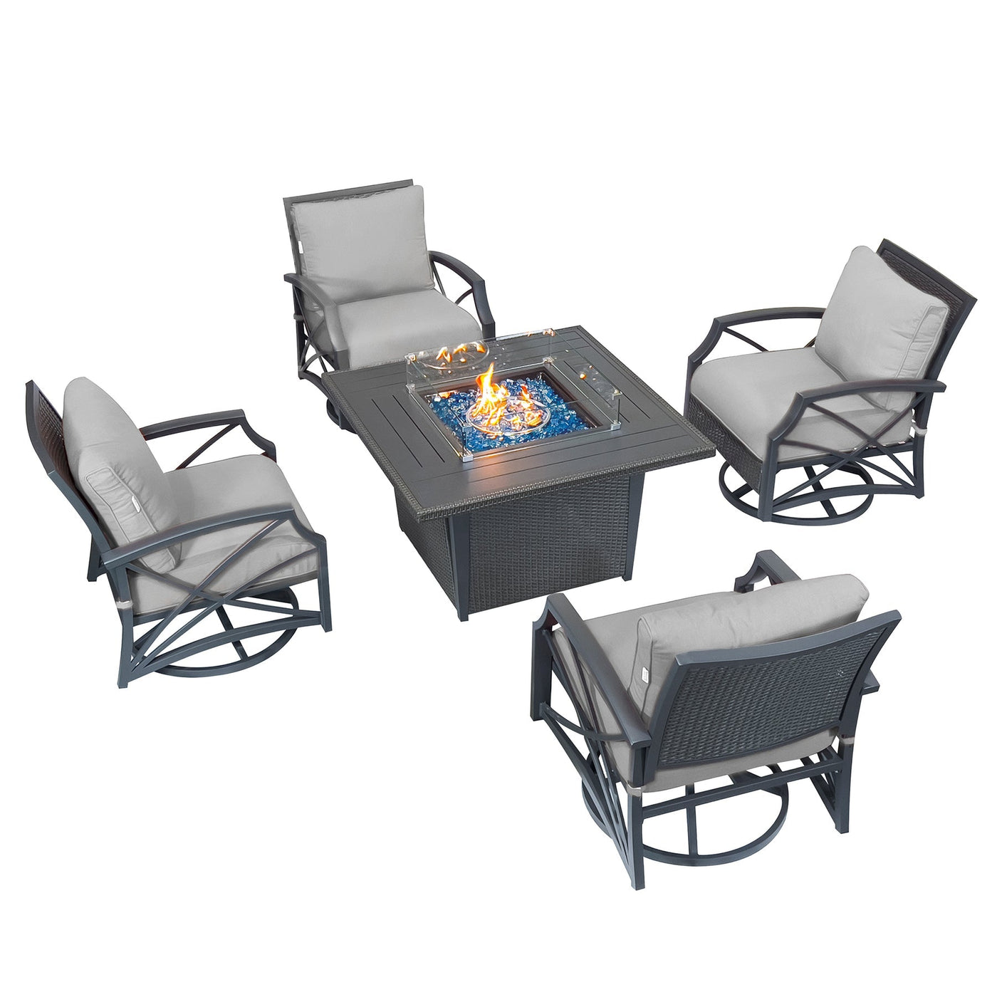 Kinger Home Ethan 5-Piece Outdoor Fire Pit Table Set | Cozy Patio Retreat