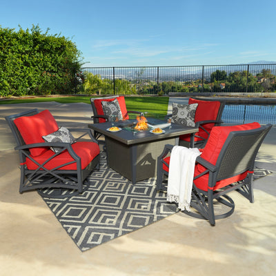 Kinger Home Ethan 5-Piece Outdoor Fire Pit Table Set | Cozy Patio Retreat