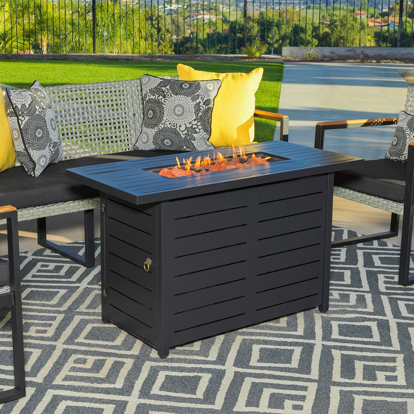 Kinger Home Ore 42" Propane Fire Pit Table | Cozy & Stylish Outdoor Atmosphere