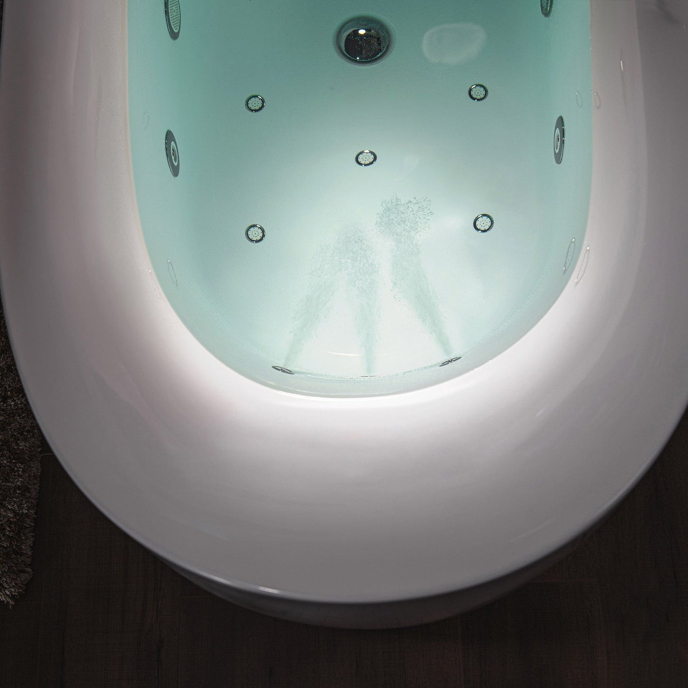 WoodBridge 71" White Acrylic Freestanding Whirlpool Water Jetted and Air Bubble Heated Soaking Bathtub