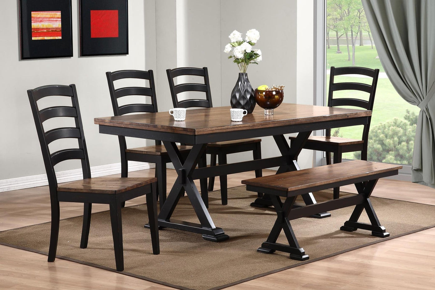 Kinger Home Conbridge 6-Piece Indoor Dining Set | Durable Rubberwood Design