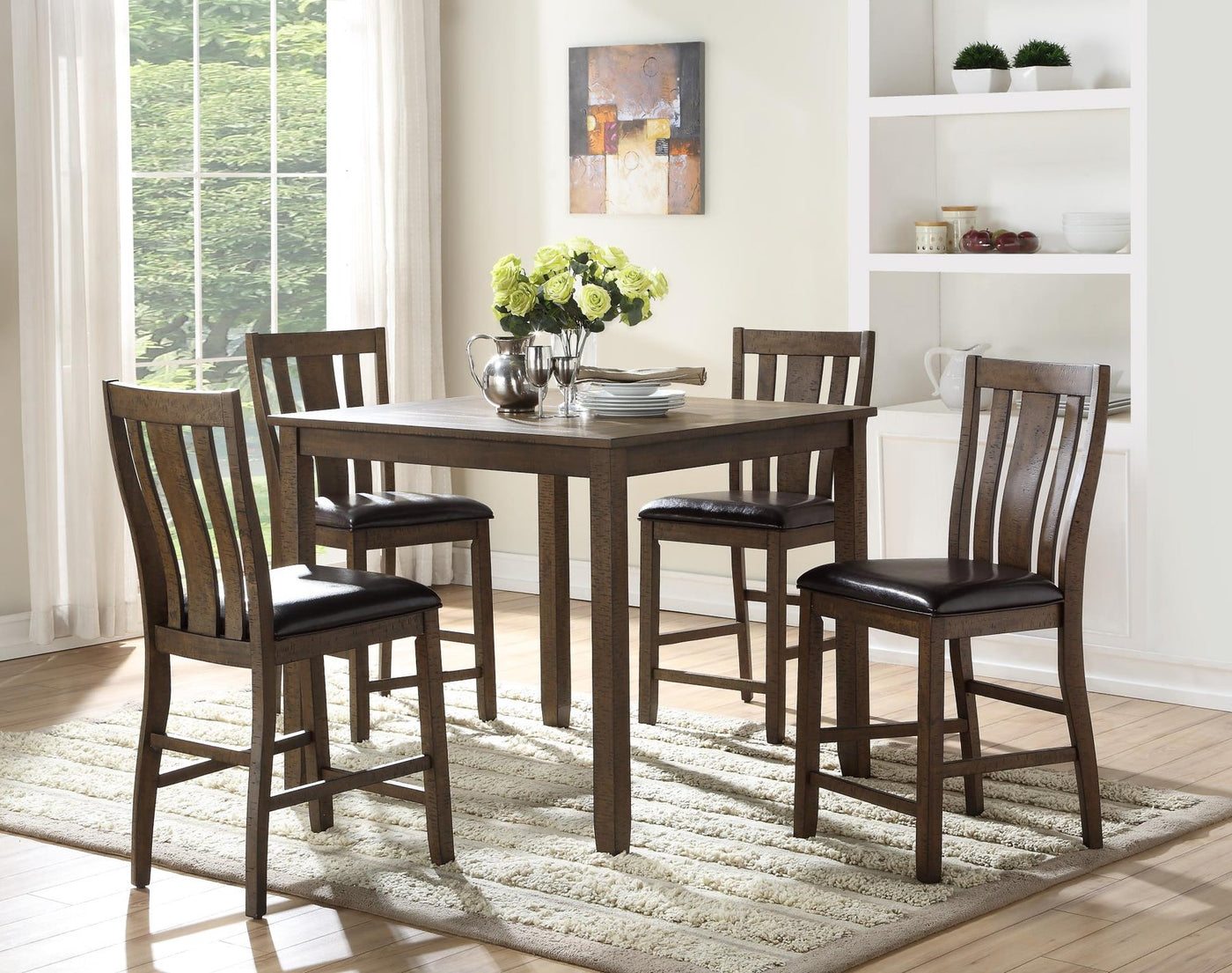 Kinger Home Vegas 5-Piece Counter Height Dining Set | Contemporary Style