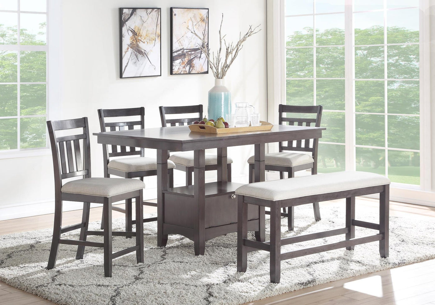 Kinger Home Palm Counter Height 6-Piece Set | Modern Design & Comfort