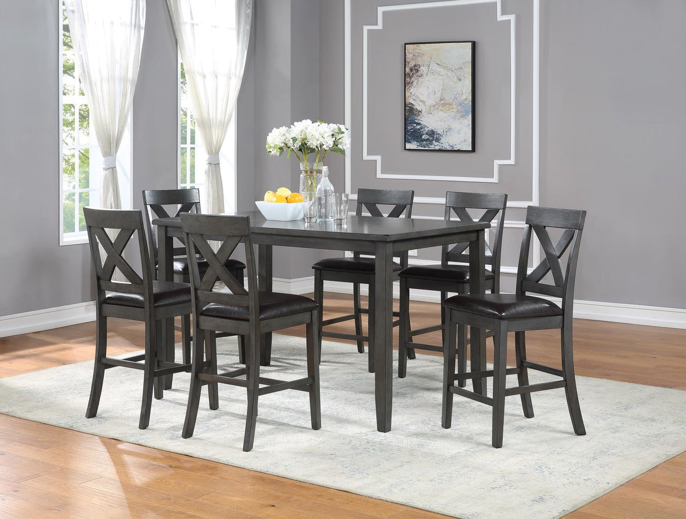 Kinger Home Monterey Counter Height 7-Piece Dining Set | Stylish Comfort for Casual Dining